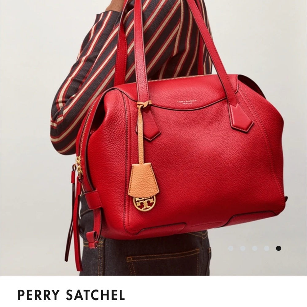 Tory Burch Perry Satchel Red Leather Bag